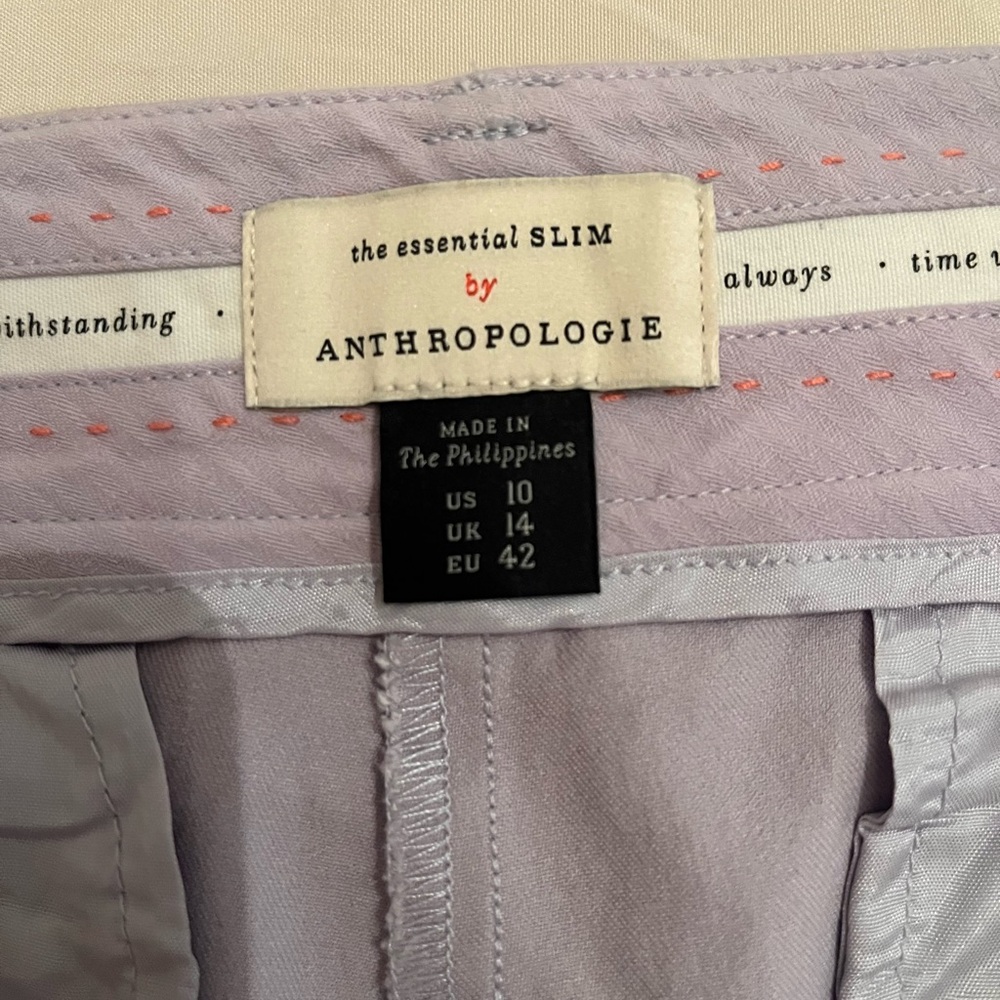 Anthropologie Lilac Essential Slim Trousers